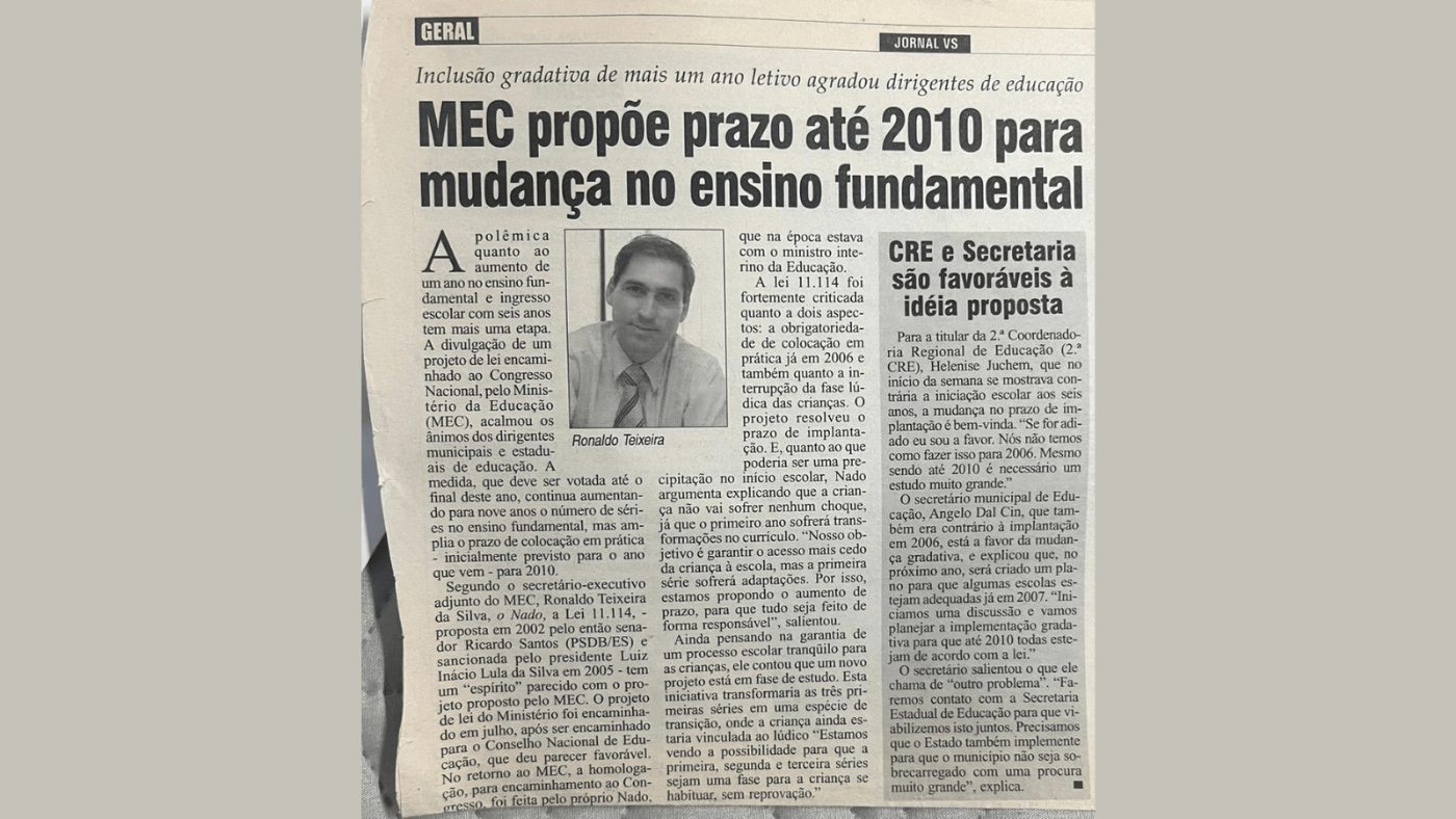 Prof. Nado como ministro da Educação interino