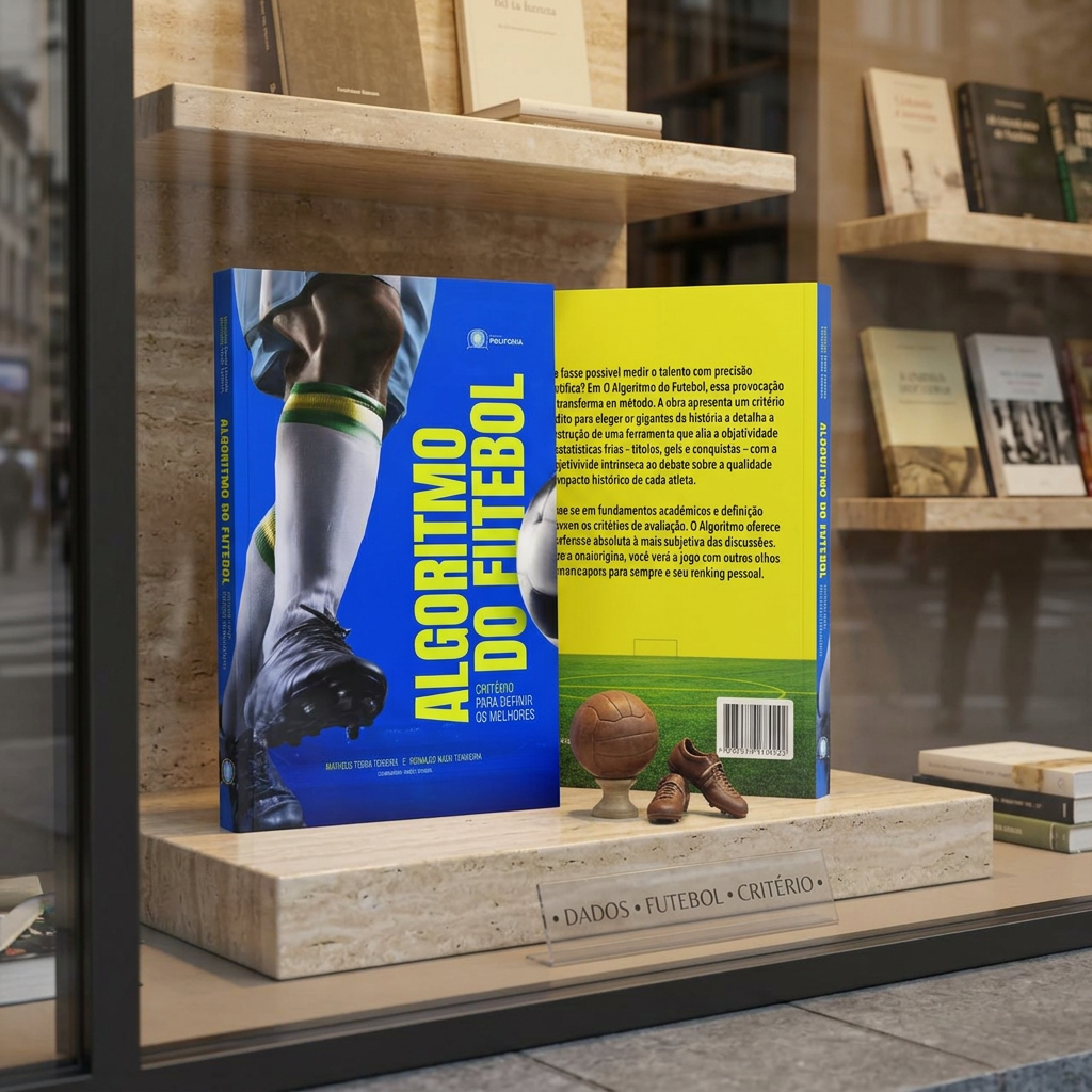 Algoritmo do Futebol na vitrine — capa e quarta capa