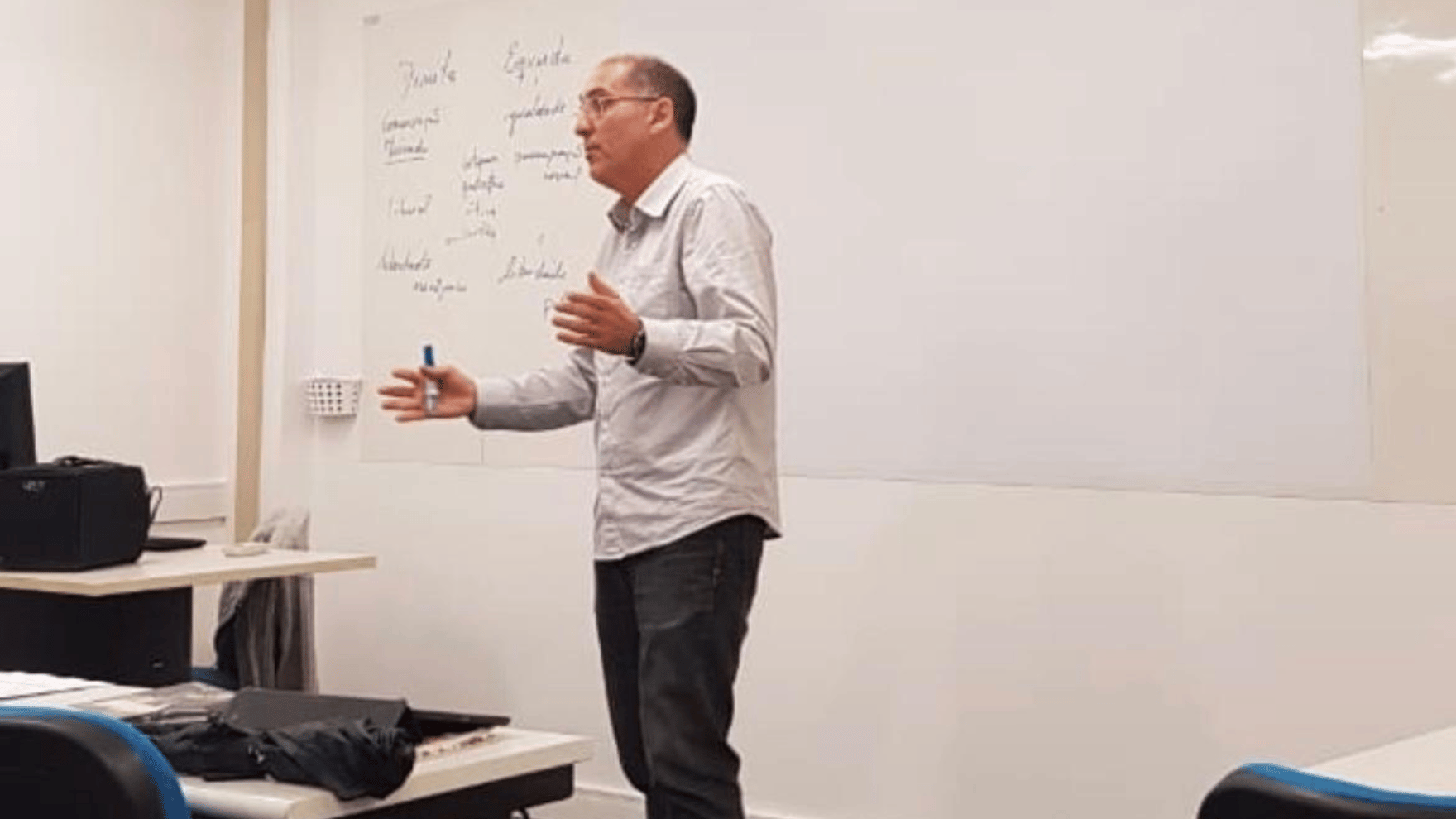 Em sala de aula, na Unisinos